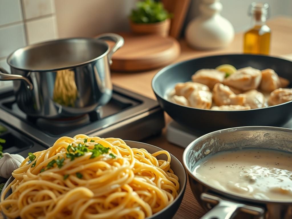 Creamy Chicken Alfredo Preparation