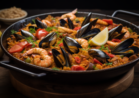 Spanish Paella Chicken, Chorizo And Seafood