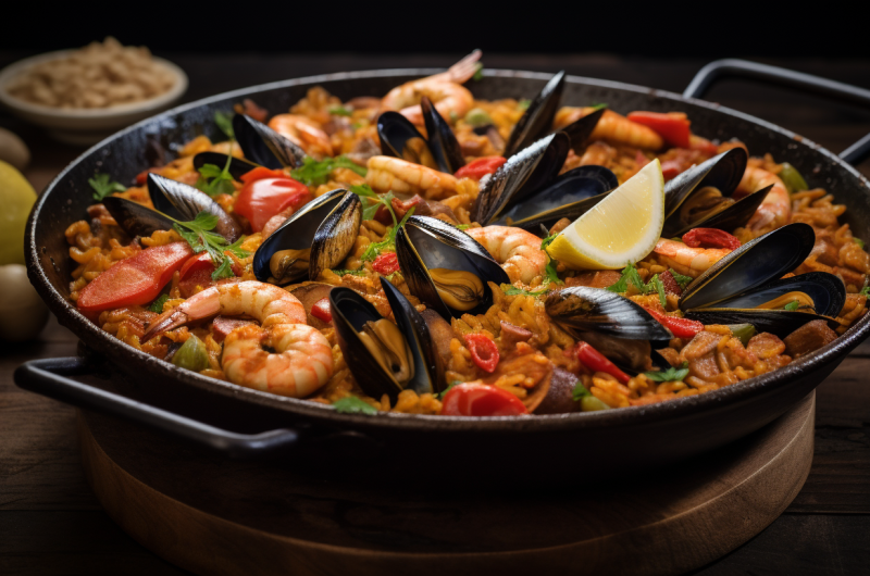 Delicious One-Pan Spanish Paella with Chicken, Mussels, Chorizo and Shrimp